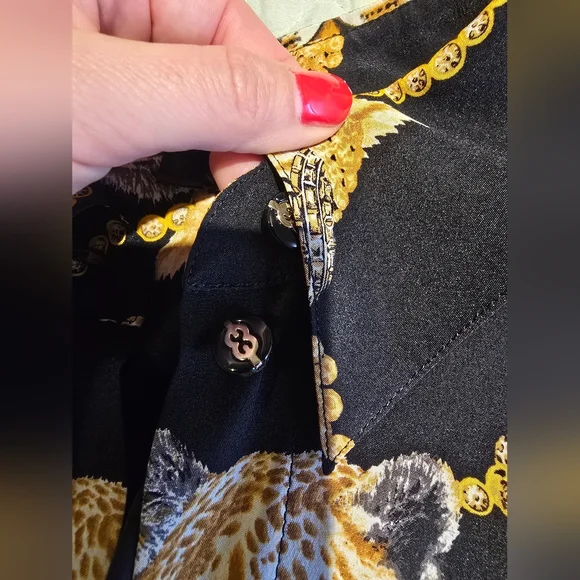 Escada Black Silk Tiger Print Sleeveless Blouse Size 36 - Picture 4 of 7
